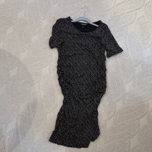 Maternity Black and White Polka Dot T-Shirt Dress